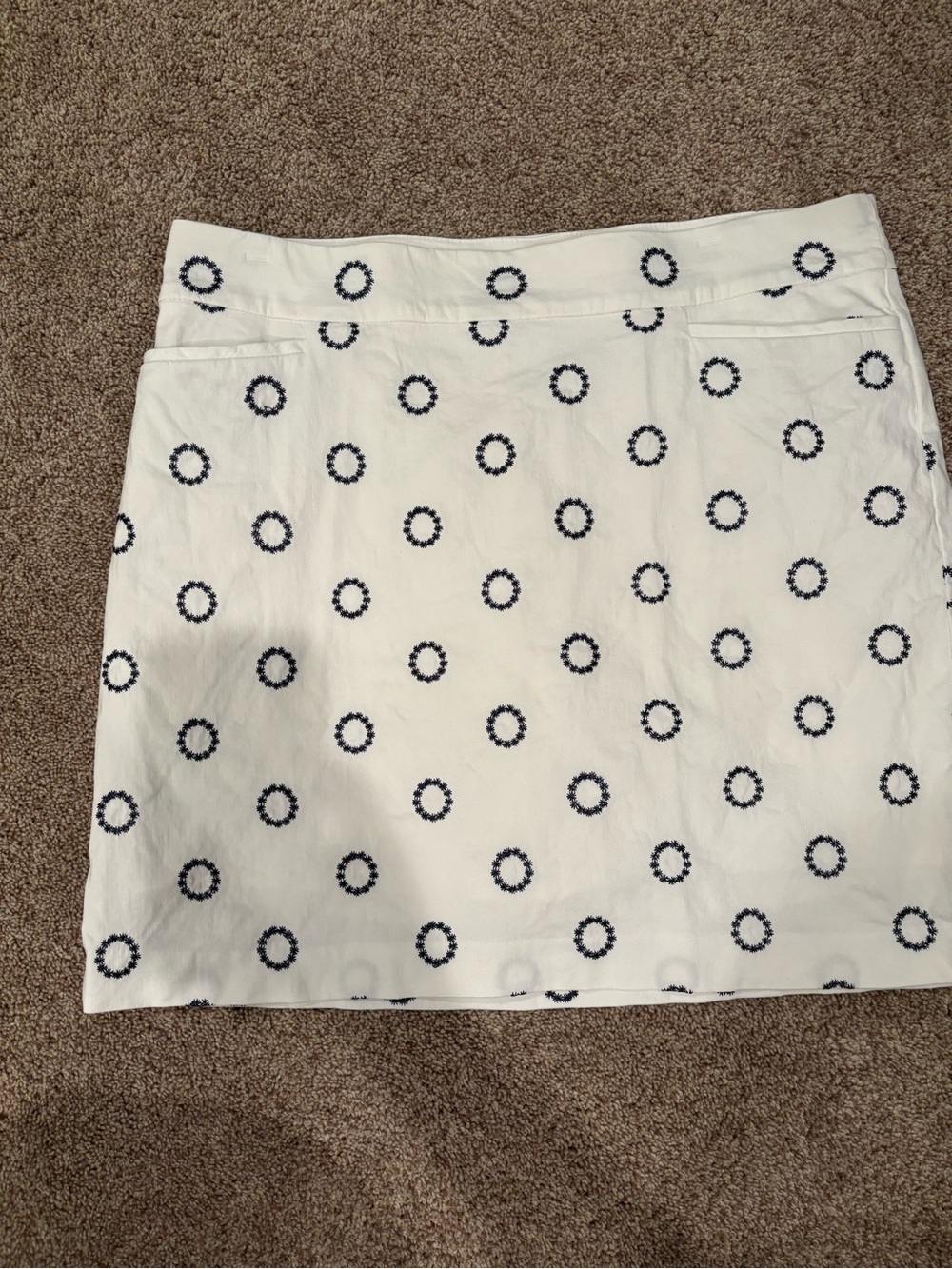 Chico's White Skort with Navy Eyelet Circles